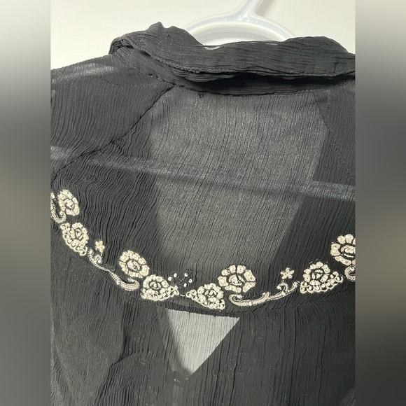Free People Kasey Top Black Chiffon Size M - Picture 4 of 8